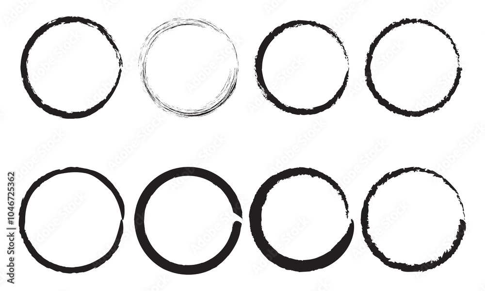 grunge circle brush for frame set . vector illustration. grunge circle brush for frame set . vector illustration.