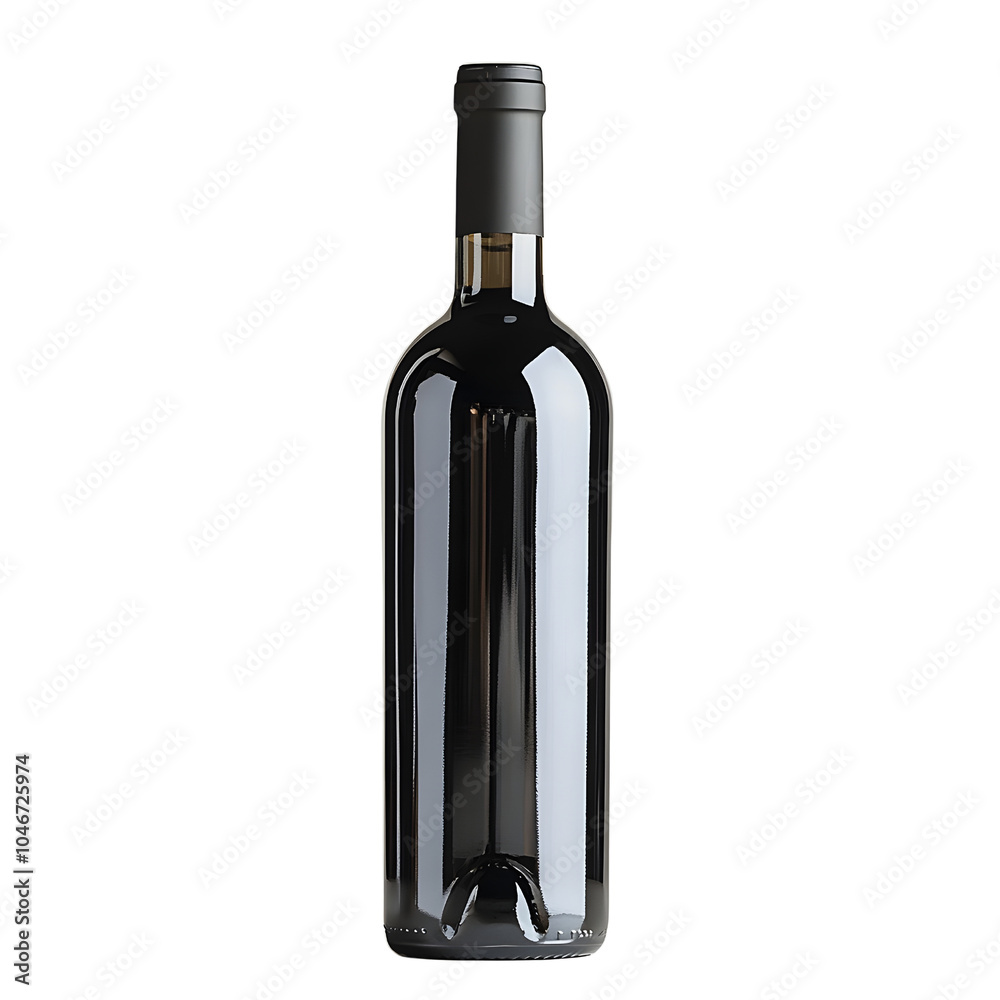 custom made wallpaper toronto digitalA sleek dark wine bottle with a minimalist design, featuring a sealed black cap and no visible label, isolated on a white background