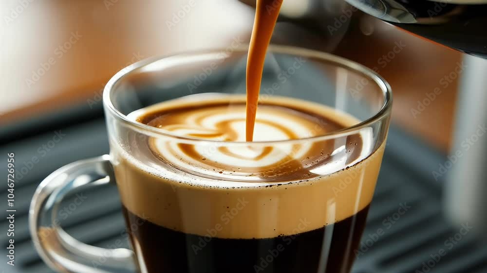 highquality 4K video capturing rich process espresso being poured glass beautifully coffeemaking tradition cafés classic ambiance coffee shops drink beverage hot cup glasses caffeine