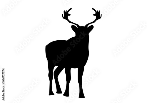 Icono de un reno. Silueta negra de un reno