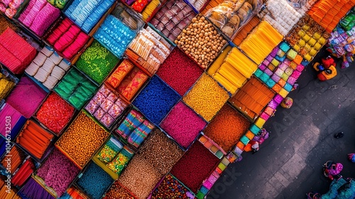 Vibrant Market Showcase A Colorful Display of Goods and Culture in Urban Life