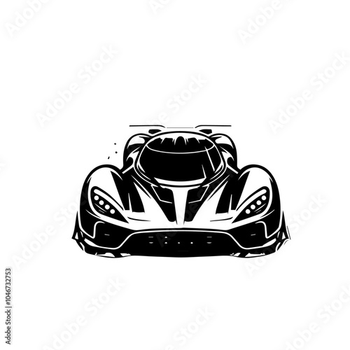 High Speed Futuristic Racing Car Vector Silhouette with Sleek Aerodynamic Design Perfect for Automotive Logos and Digital Illustrations.