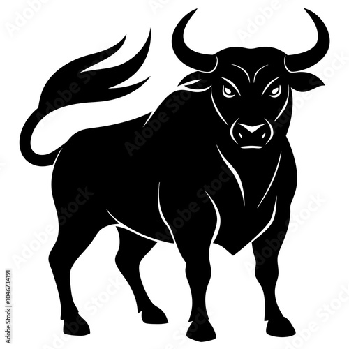 Angry Bull in white background 