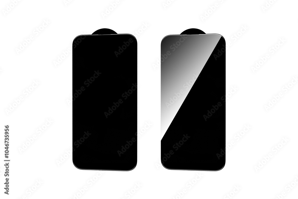set protective glass for latest model phone on isolated and white background close up set protective glass for latest model phone on isolated and white background close up