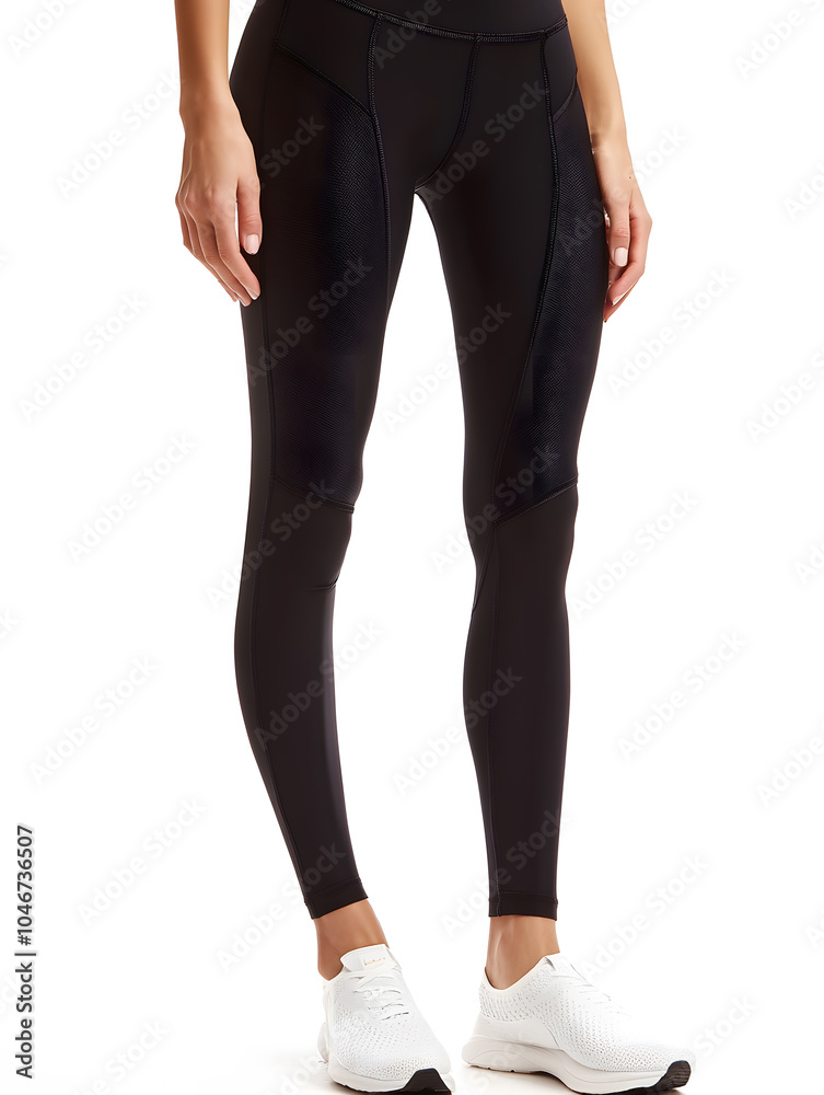 Black sport leggings for fitness and yoga mock up isolated on white background Black sport leggings for fitness and yoga mock up isolated on white background
