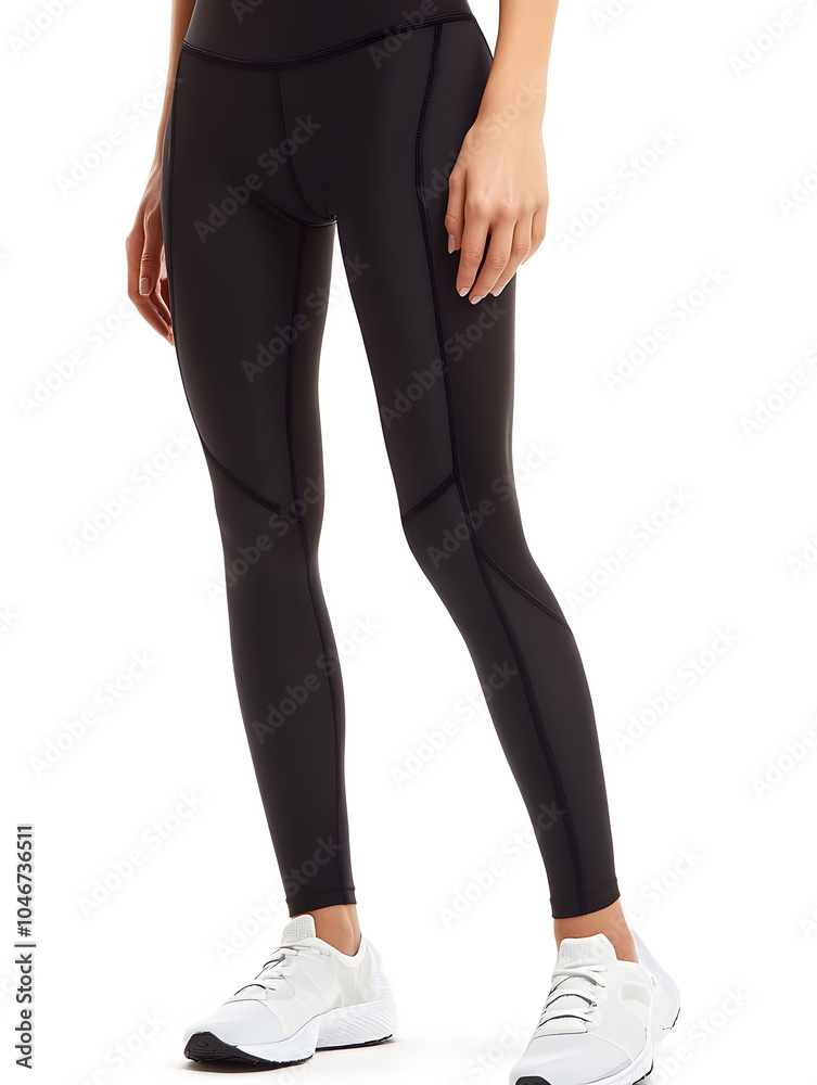 Black sport leggings for fitness and yoga mock up isolated on white background Black sport leggings for fitness and yoga mock up isolated on white background