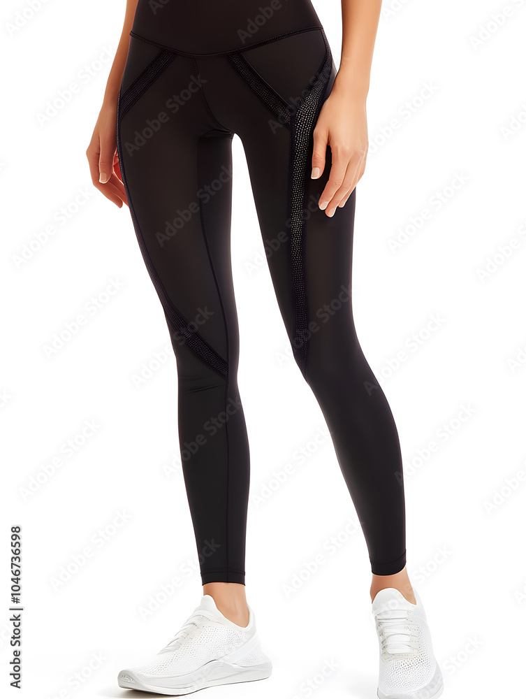 Black sport leggings for fitness and yoga mock up isolated on white background Black sport leggings for fitness and yoga mock up isolated on white background