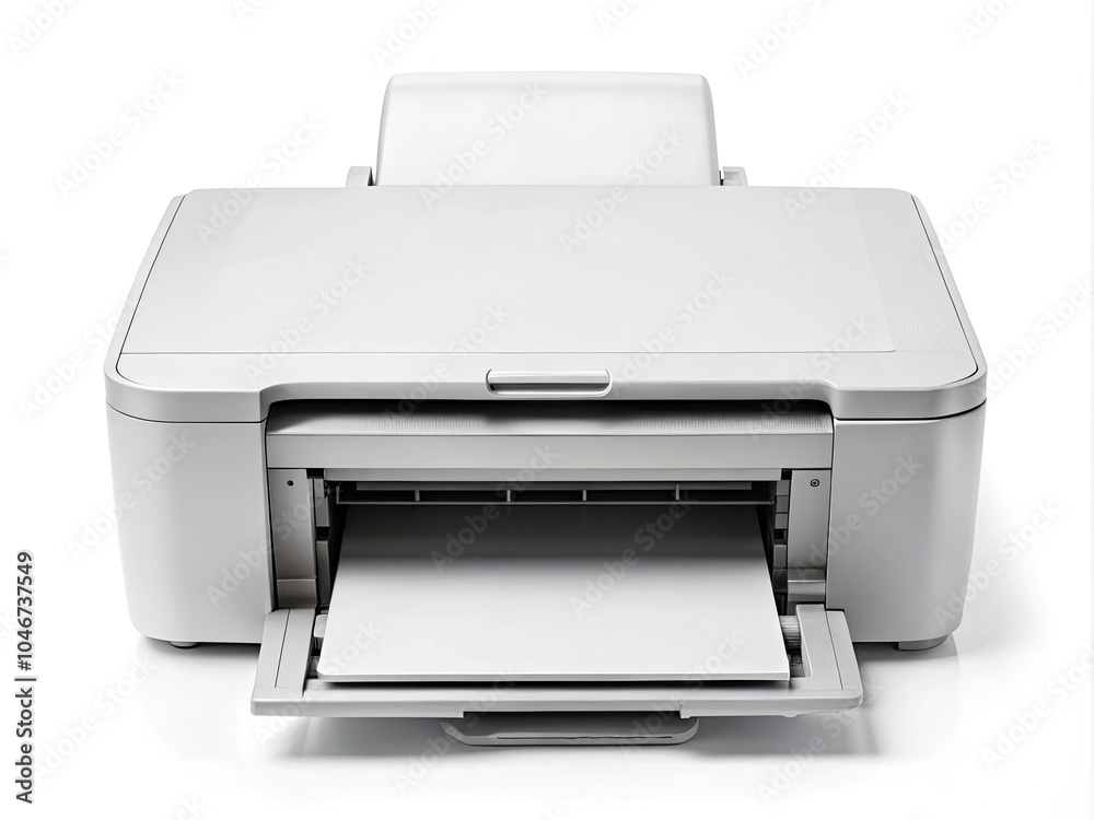 Monochrome Printer Isolated on Plain White Background for Clean, Minimalist Product Photography, Ideal for E-commerce and Marketing, Showcase Technology, Office Supplies, Printing Equipment Monochrome Printer Isolated on Plain White Background for Clean, Minimalist Product Photography, Ideal for E-commerce and Marketing, Showcase Technology, Office Supplies, Printing Equipment