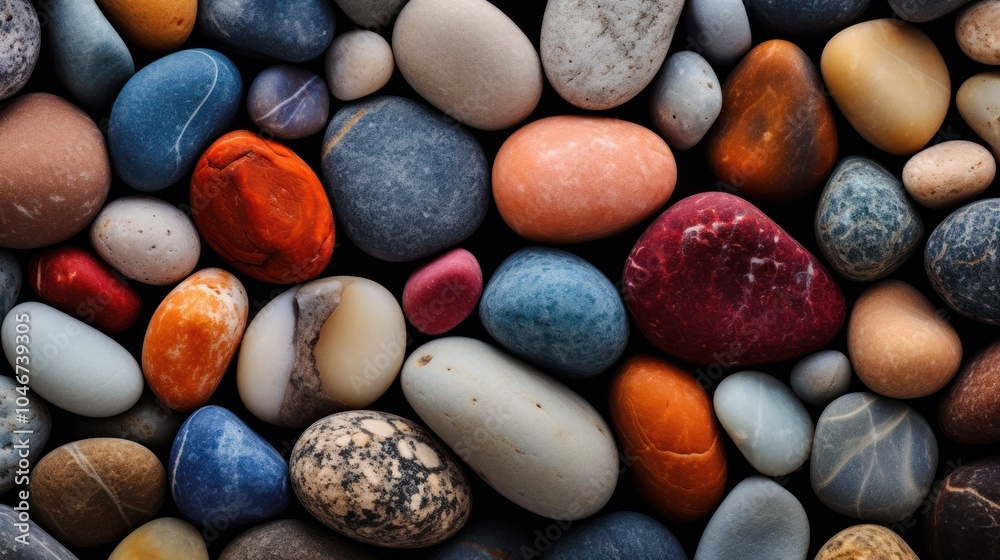 Close-up photo of small rocks Bright, beautiful, clear colors scattered all over the floor Close-up photo of small rocks Bright, beautiful, clear colors scattered all over the floor