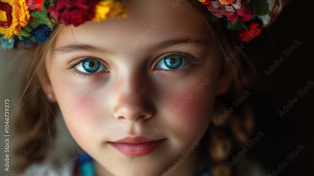 Close-up of a young Polish girl with a traditional dress Close-up of a young Polish girl with a traditional dress