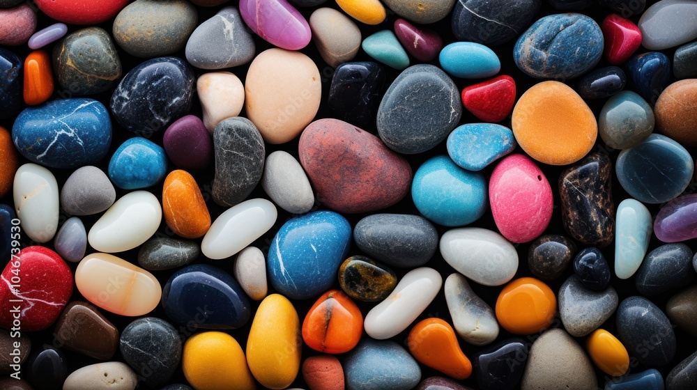 Close-up photo of small rocks Bright, beautiful, clear colors scattered all over the floor Close-up photo of small rocks Bright, beautiful, clear colors scattered all over the floor