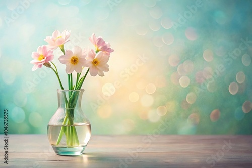 Wallpaper Mural A delicate spring flower blooming in a vase against a soft pastel background, spring flower, nature-inspired decor, blooming flower, garden flowers Torontodigital.ca