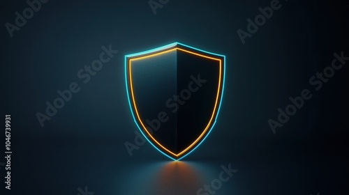 Free Download Neon glowing shield design on a dark background, ideal for security themes. - GFXLoad