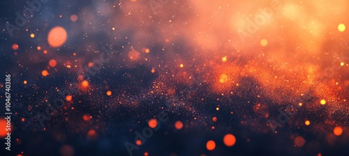 Abstract, Cinematic Outer Space Galaxy With Orange, Gold, And Fire With Dust Particles