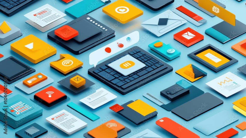 Vibrant 3D Vector Illustration of Connected Devices Vibrant 3D Vector Illustration of Connected Devices