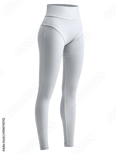 White sport leggings for fitness and yoga mock up isolated on white background