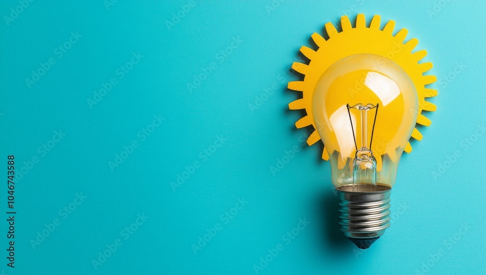 © Emqan - Lightbulbs with Gears Inside on Blue Background © Emqan - Lightbulbs with Gears Inside on Blue Background