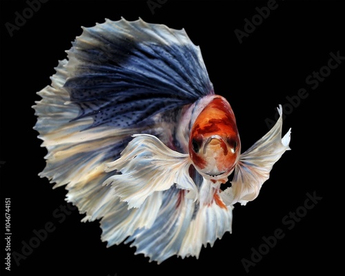 Potrait dancing halfmoon bettafish dumbo ear on black background, 25 October 2024 Indonesia photo