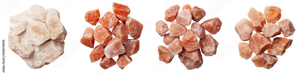 Himalayan salt crystals on white isolate background Himalayan salt crystals on white isolate background