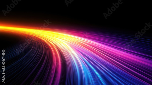 Vibrant Abstract Curved Shapes on Black