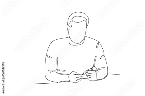 Continuous one line drawing of Man checking blood glucose levels, International diabetes day

