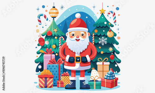 Christmas Day, Santa vector design white background illustration Generative Ai photo