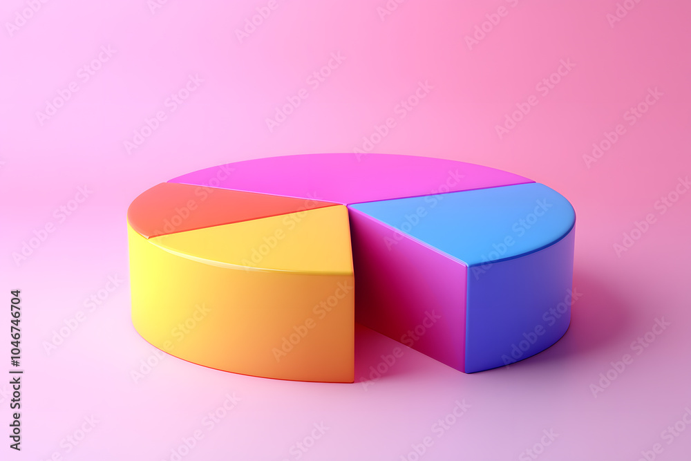 Obraz premium Top view 3d pie chart isolated on white