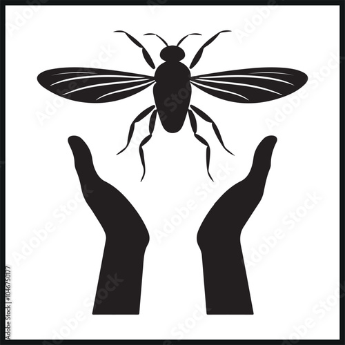 fly , human hand silhouette