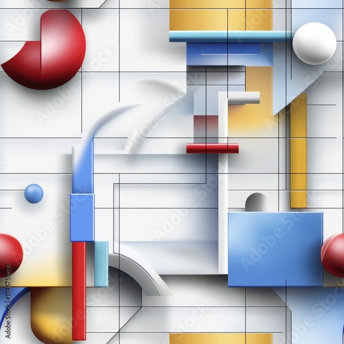 Surreal shapes tile, clean lines, vector art, all sides match.