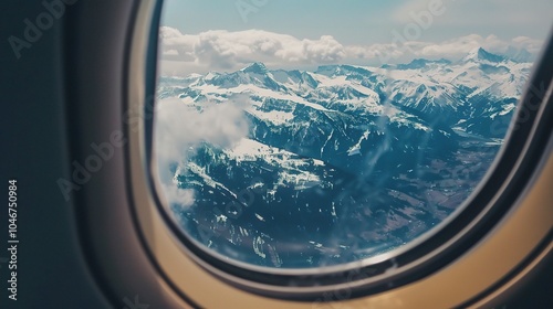 Airplane Window on Transparent Background - a captivating and scenic visual. The airplane window on a transparent background presents a breathtaking and alluring view