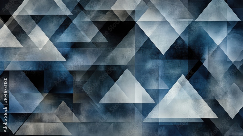 Abstract geometric pattern with overlapping triangles in shades of blue and gray. Modern design background Abstract geometric pattern with overlapping triangles in shades of blue and gray. Modern design background
