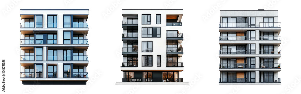 Modern Apartment Buildings with Transparent Background Modern Apartment Buildings with Transparent Background