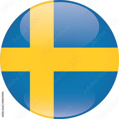 Sphere shaped national flag of the European country of SWEDEN