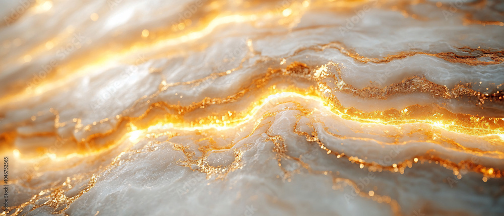 A fluid wave-like marble surface, with sweeping golden streaks cutting through the neutral tones, mimicking the movement of molten metal across stone A fluid wave-like marble surface, with sweeping golden streaks cutting through the neutral tones, mimicking the movement of molten metal across stone