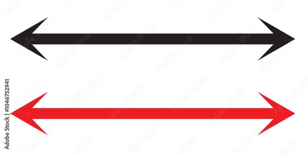 Fototapeta premium Double arrow icon set. Two side arrows icon symbol. left and right long arrows icon. Double arrows icon isolated on white background. vector illustration.