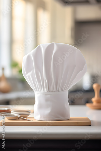 White kitchen hat in a kitchen