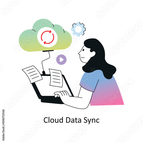 Cloud data Sync  Flat Style Design Vector illustration. Stock illsutration. 