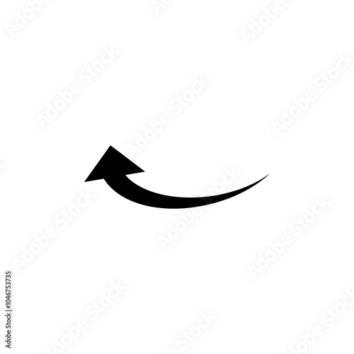 Long semi circle arrow. Vector illustration. Semicircular rounded curved one-sided arrow.	
