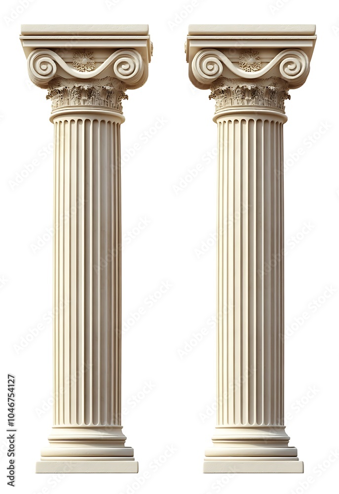 Fototapeta premium Classical Greek columns isolated on white background