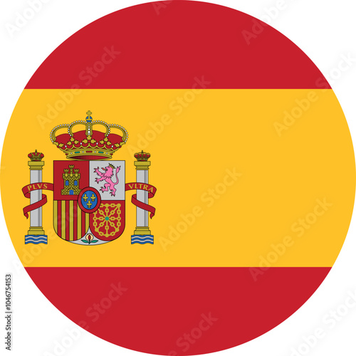 Circle shaped national flag of the European country of SPAIN