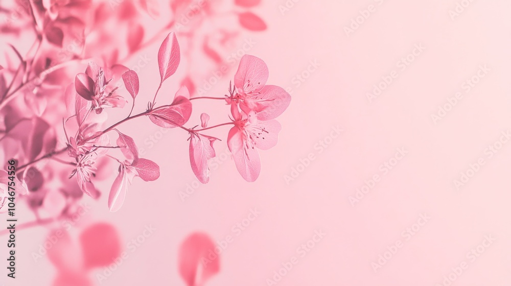 Fototapeta premium Photo of, Pink background with subtle gradient and floral accents for design, banner template