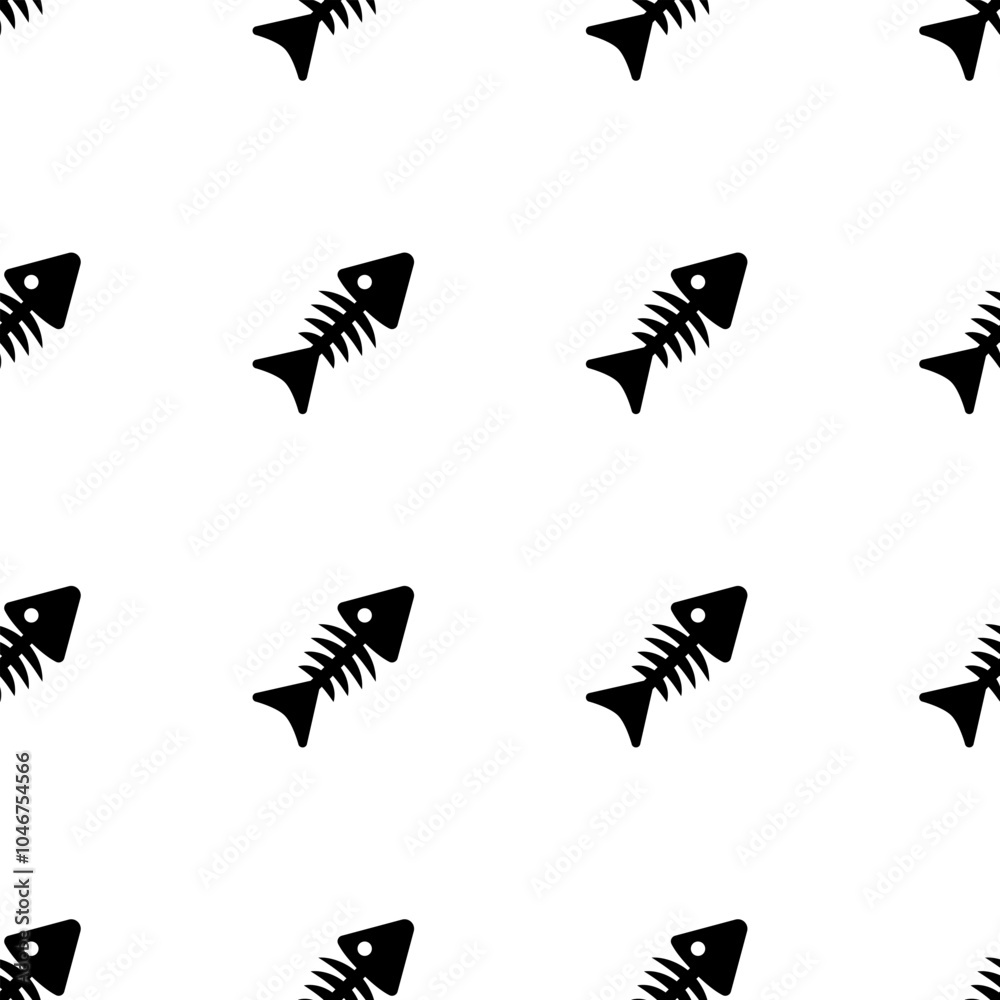 Fototapeta premium Background with skeletons of dead fish with fishbones. Seamless repeating pattern. Vector illustration.