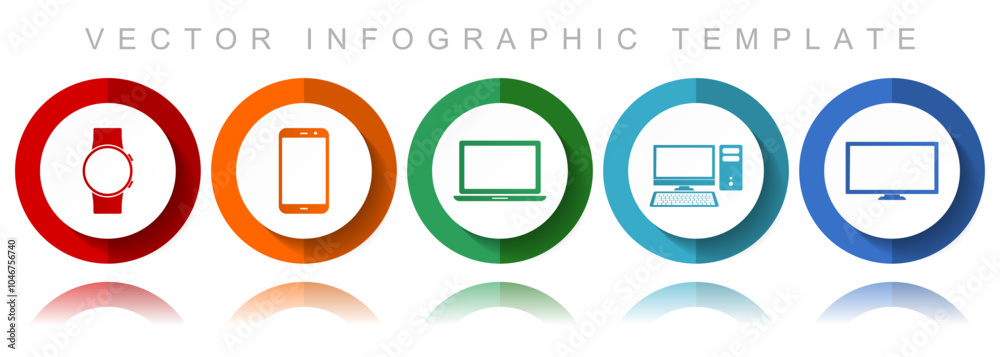 Electronic devices vector icon collection, miscellaneous icons such as smartwatch, smartphone, laptop, computer and tv, flat design infographic template in eps 10 Electronic devices vector icon collection, miscellaneous icons such as smartwatch, smartphone, laptop, computer and tv, flat design infographic template in eps 10