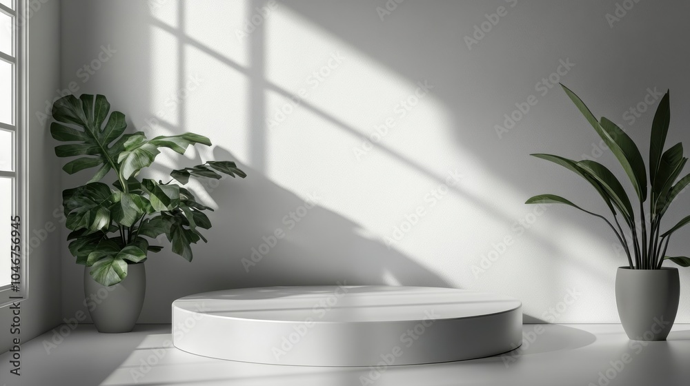 Create a podium mockup with a glossy white panel. Create a podium mockup with a glossy white panel.