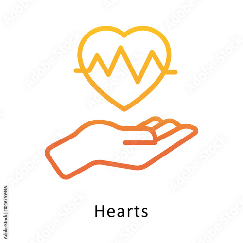 Hearts vector Outline Gradient Design icon. Cancer Symbol on White background EPS 10 File