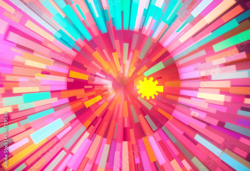 Abstract Colorful Geometric Pattern with Bright Lines