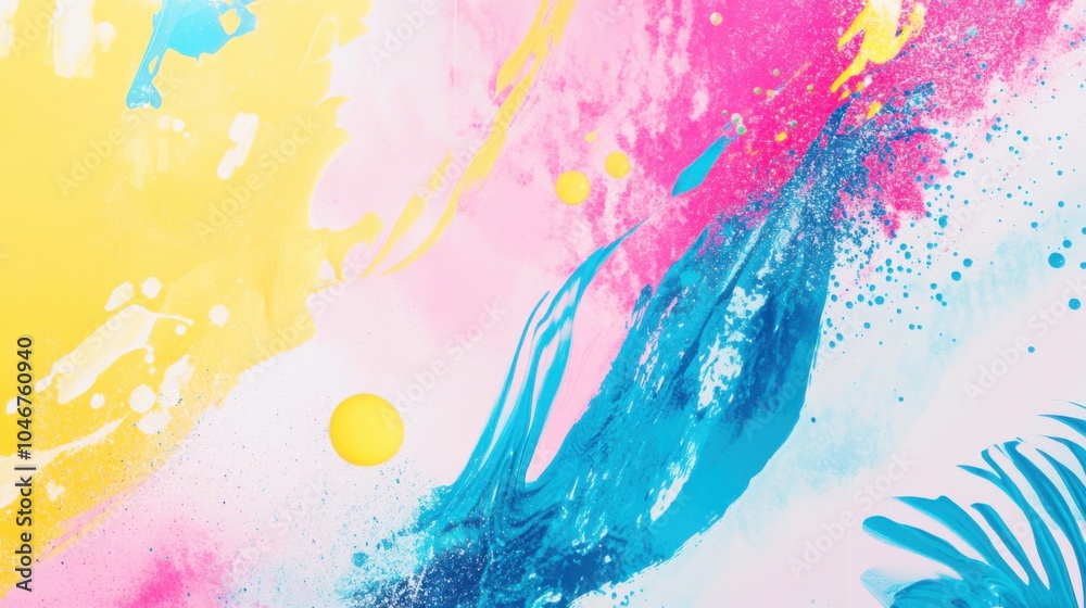 Abstract Summer Water Waves with Colorful Splashes Abstract Summer Water Waves with Colorful Splashes