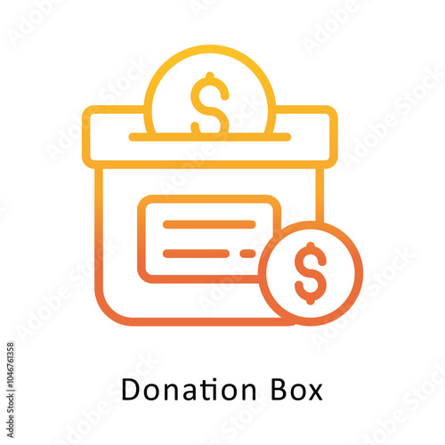 Donation Box vector Outline Gradient Design icon. Cancer Symbol on White background EPS 10 File