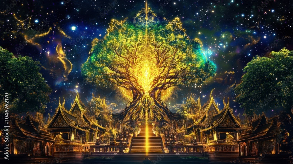 Obraz premium Mystical Tree of Life with Ethereal Background