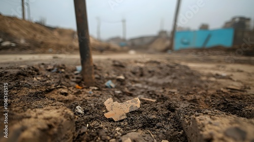 Desolate Battlefield with Smoldering Ruins and Mud-Covered Trench - Wartime Stalemate Casts Haunting Shadows in Chaos photo